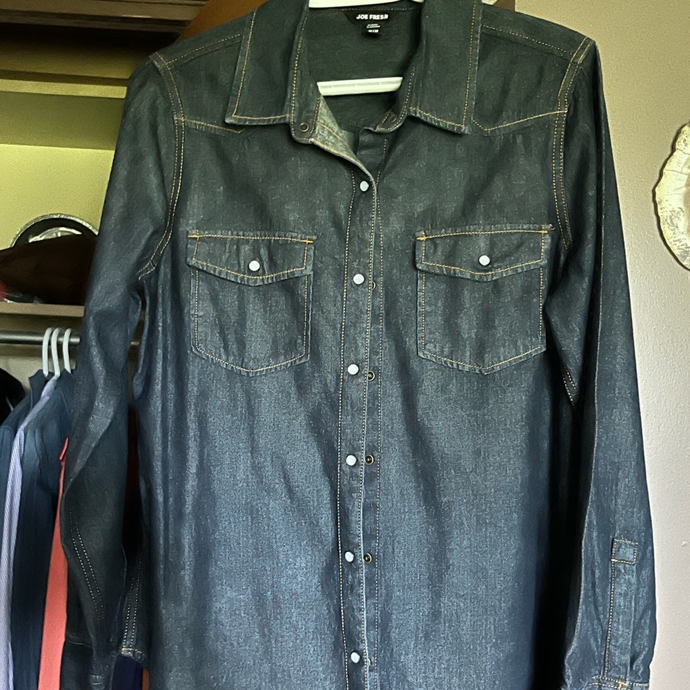 Dark denim medium button down